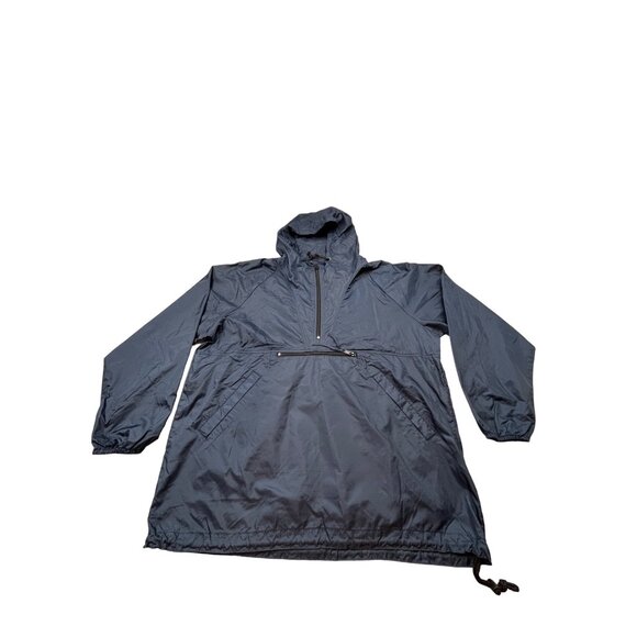 VTG Gap Factory Mens Large Blue Nylon Anorak Jacket Hood 1/4 Zip Center Pocket - Picture 1 of 8